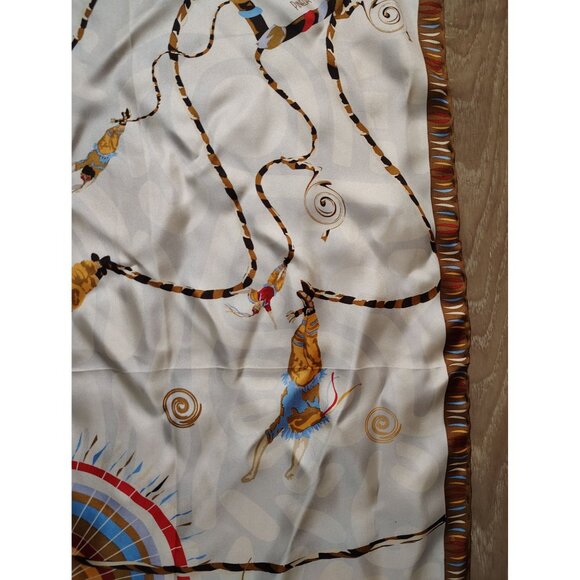 Pineda Covalin Silk Scarf Rolled Edge, Mexican Indigenous Acrobat Art to Wear - Picture 3 of 6